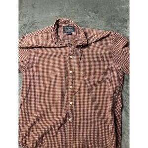 Abercrombie‎ Fitch Shirt Mens L Red Beige Plaid Button Up BIG SHIRT VTG Y2k